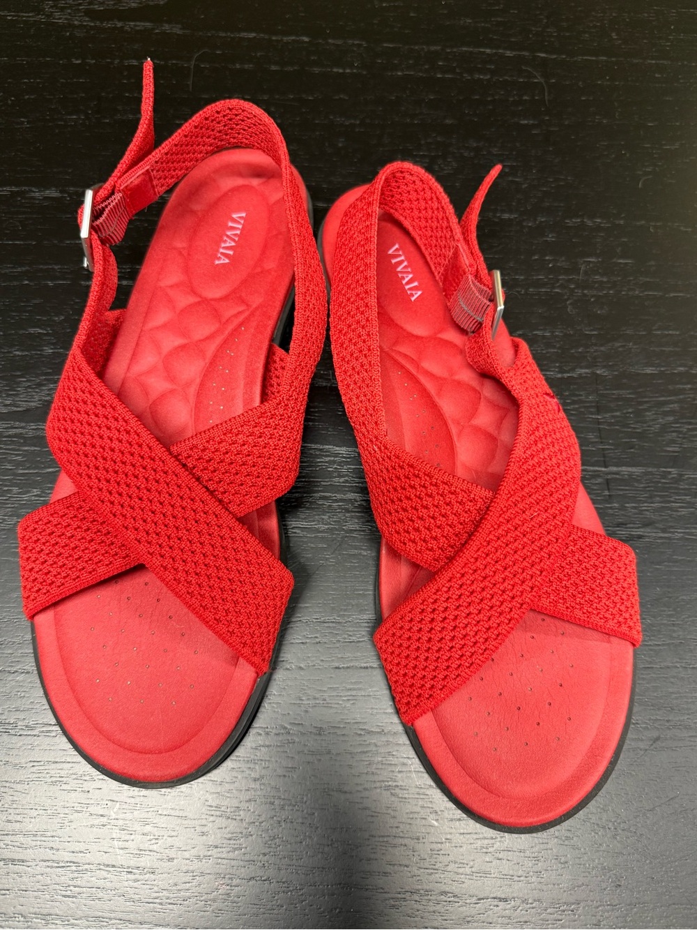 Vivaia Washable Red Cross-Strap Comfort Sandals for Women